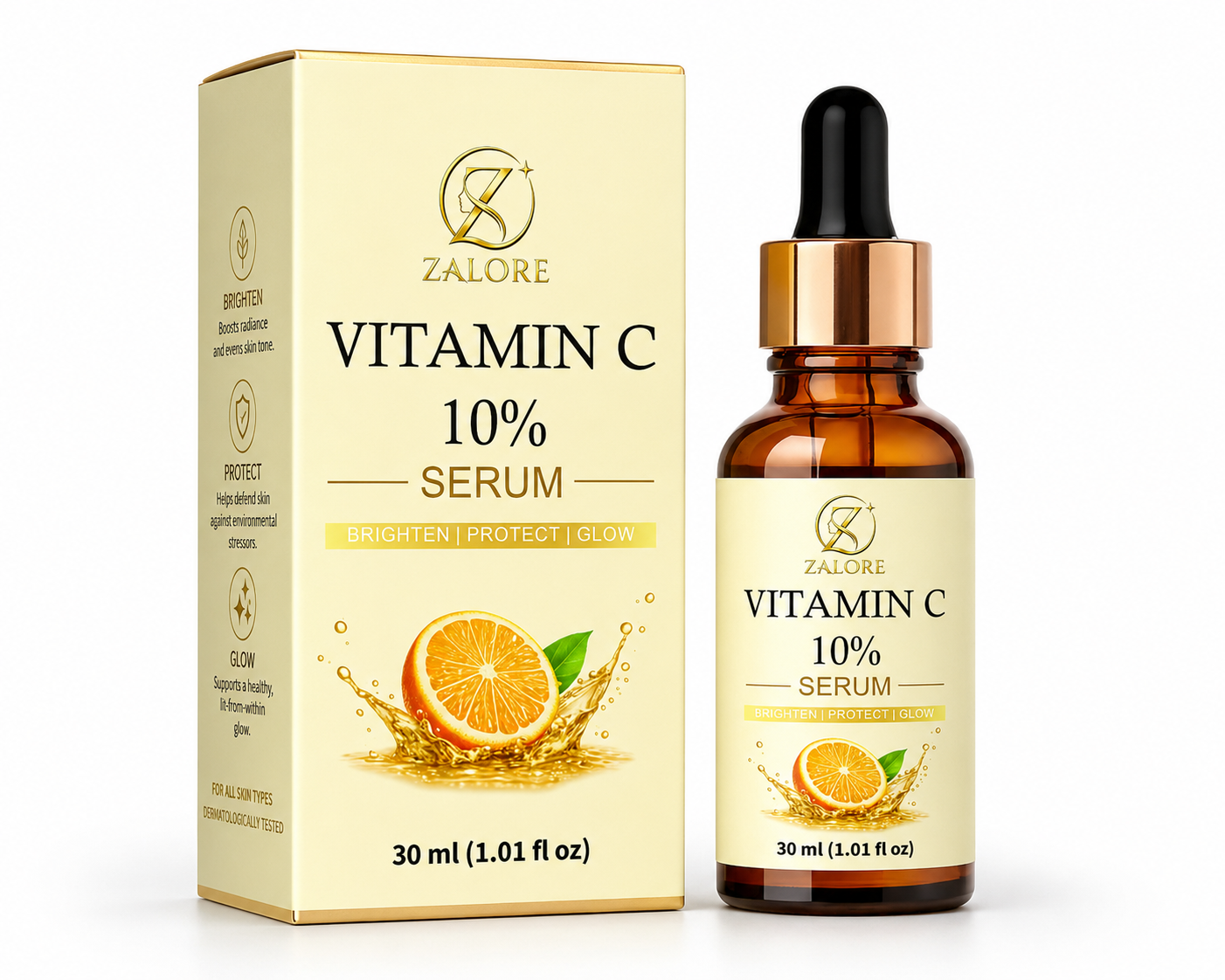 zalore™ vitamin c 10% radiance serum | brightening & glow boost care | 30ml