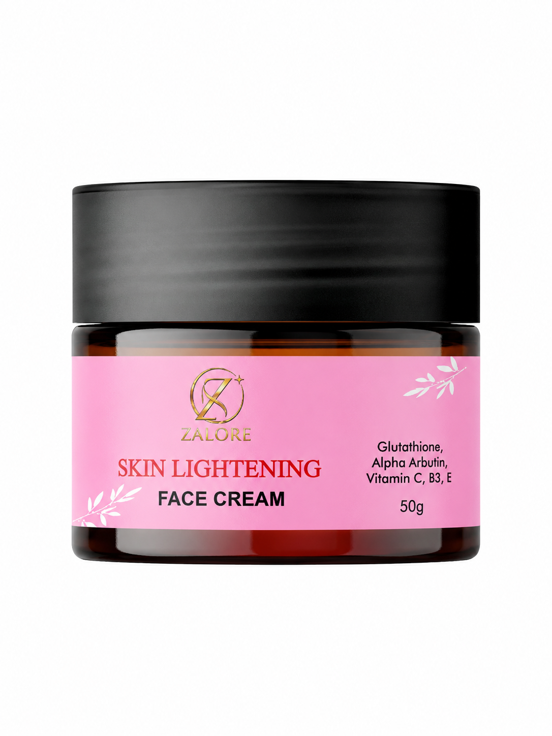 zalore skin lightening face cream with glutathione, alpha arbutin & vitamins c, b3, e for bright & hydrated skin, lightweight daily moisturizer, 50g