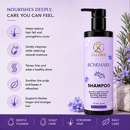 ZALORE™ Rosemary Hair Strength Shampoo | Scalp Care & Healthy Hair Support | 200ml