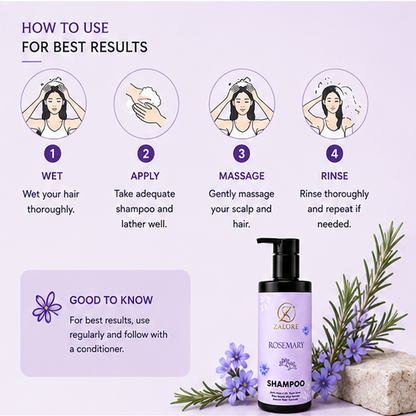 ZALORE™ Rosemary Hair Strength Shampoo | Scalp Care & Healthy Hair Support | 200ml