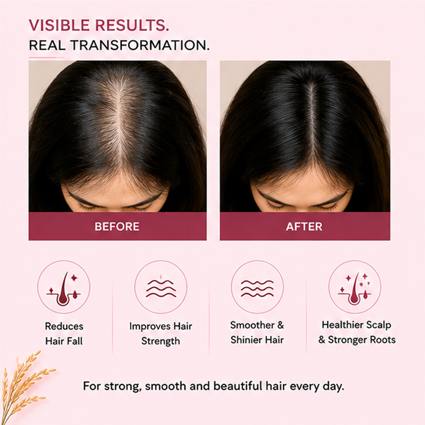 zalore™ rice water nourishing shampoo | hair strength & smoothness care | 200ml
