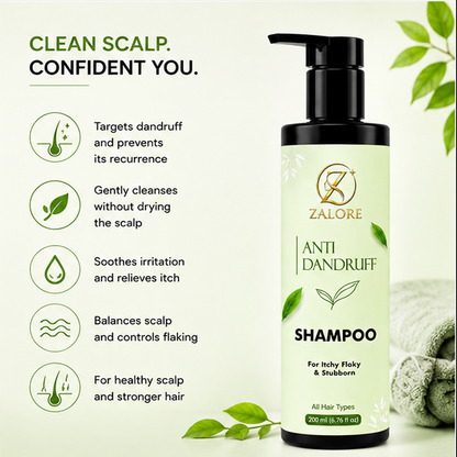 ZALORE™ Anti-Dandruff Shampoo | Flake Control & Scalp Refresh Care | 200ml
