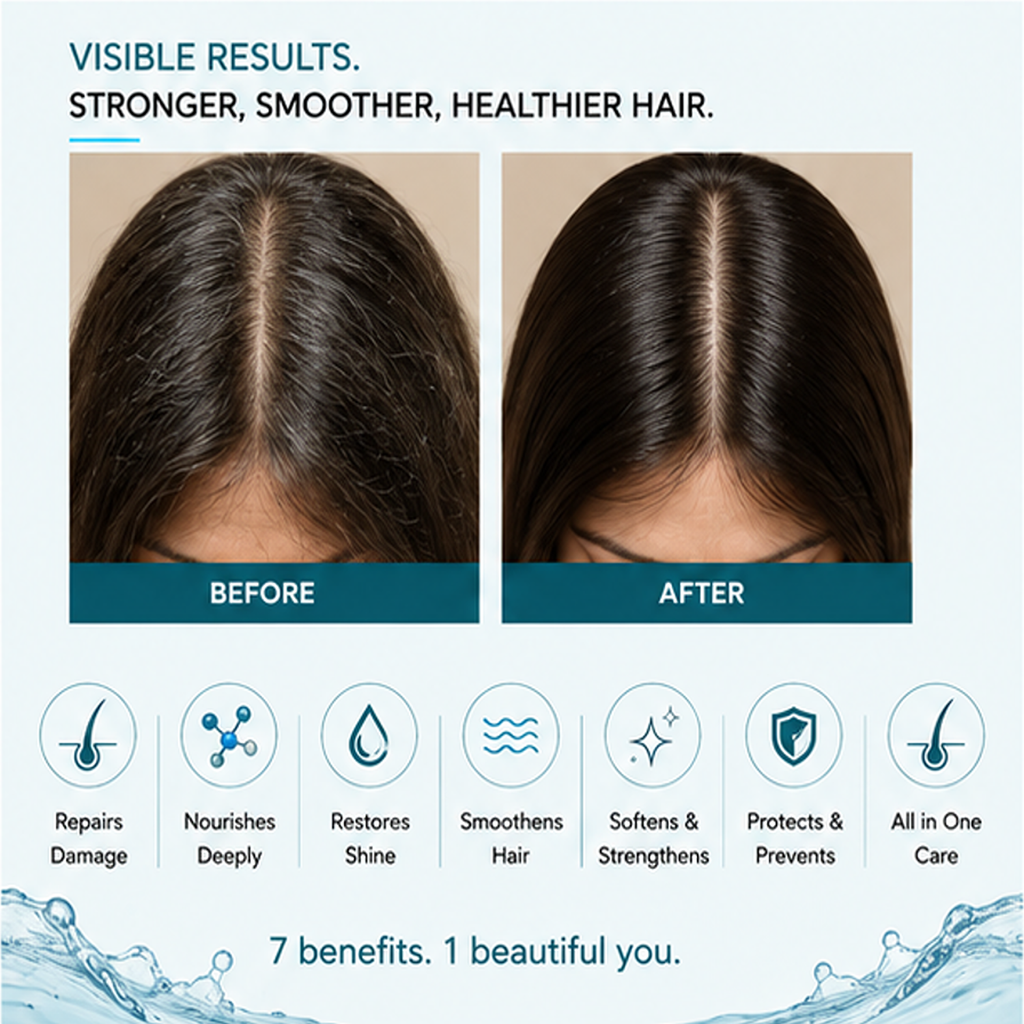 ZALORE 7 In 1 Repair Shampoo for Damaged & Dry Hair, Nourishing Hair Shampoo Helps Smooth, Soften & Restore Healthy Looking Hair, 200ml