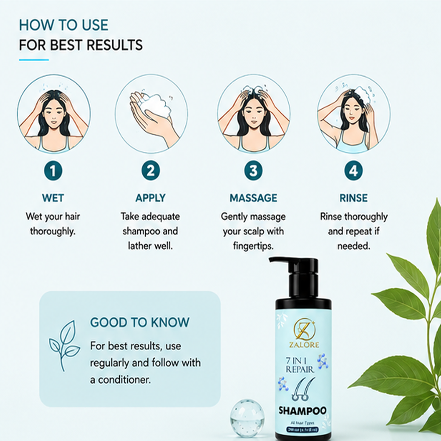 zalore™ 7-in-1 hair repair shampoo | nourish, strengthen & revitalize hair | 200ml