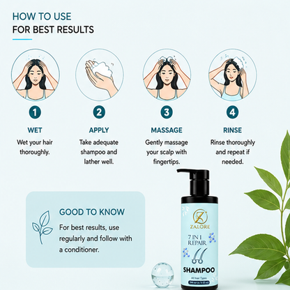 ZALORE™ 7-in-1 Hair Repair Shampoo | Nourish, Strengthen & Revitalize Hair | 200ml
