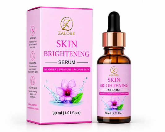 ZALORE Skin Brightening Face Serum for Brighter & Even Tone Skin | Lightweight Hydrating Glow Serum for Daily Radiance Care | Suitable for All Skin Types 30ml