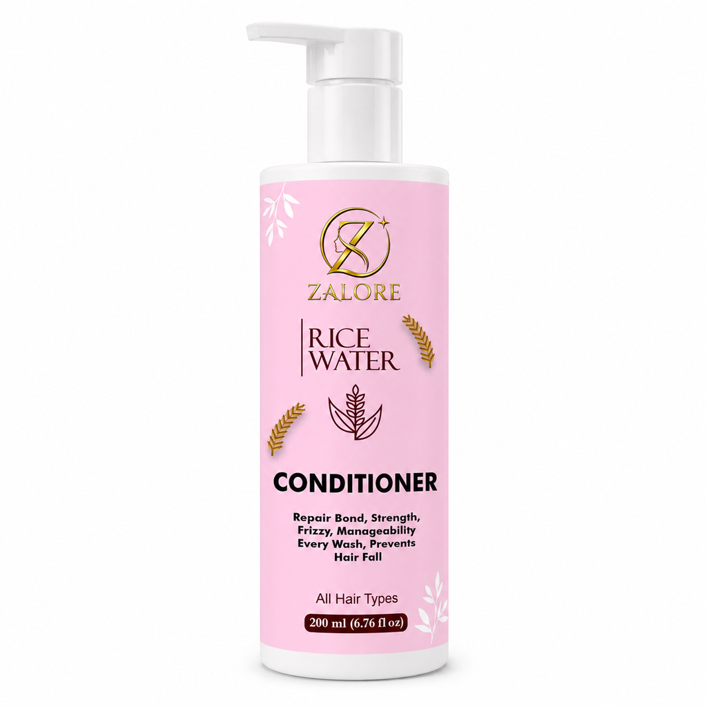 ZALORE Rice Water Hair Conditioner for Dry & Frizzy Hair, Nourishing Conditioner Helps Smooth, Soften & Improve Hair Manageability, 200ml