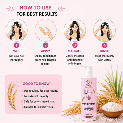 ZALORE™ Rice Water Nourishing Conditioner | Smooth, Soft & Silky Hair Care | 200ml
