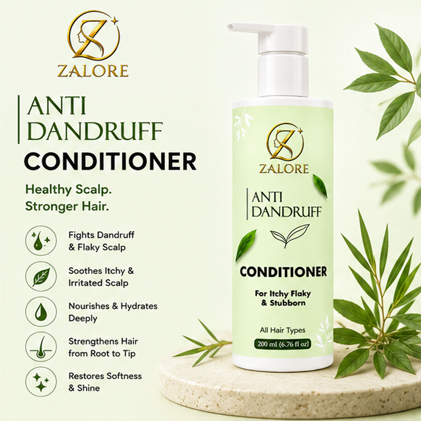 zalore™ anti-dandruff conditioner | scalp care & hair nourishment | 200ml