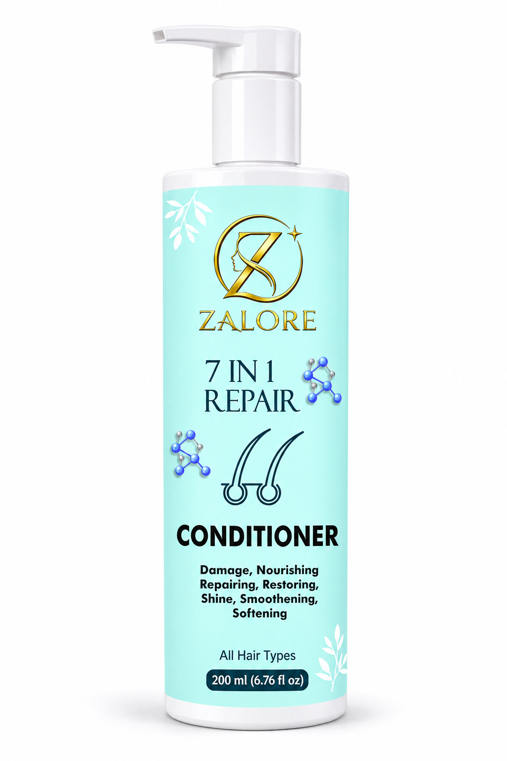 ZALORE 7 in 1 Repair Hair Conditioner for Dry, Damaged & Frizzy Hair, Nourishing Conditioner for Smooth, Soft & Shiny Hair, All Hair Types, 200ml