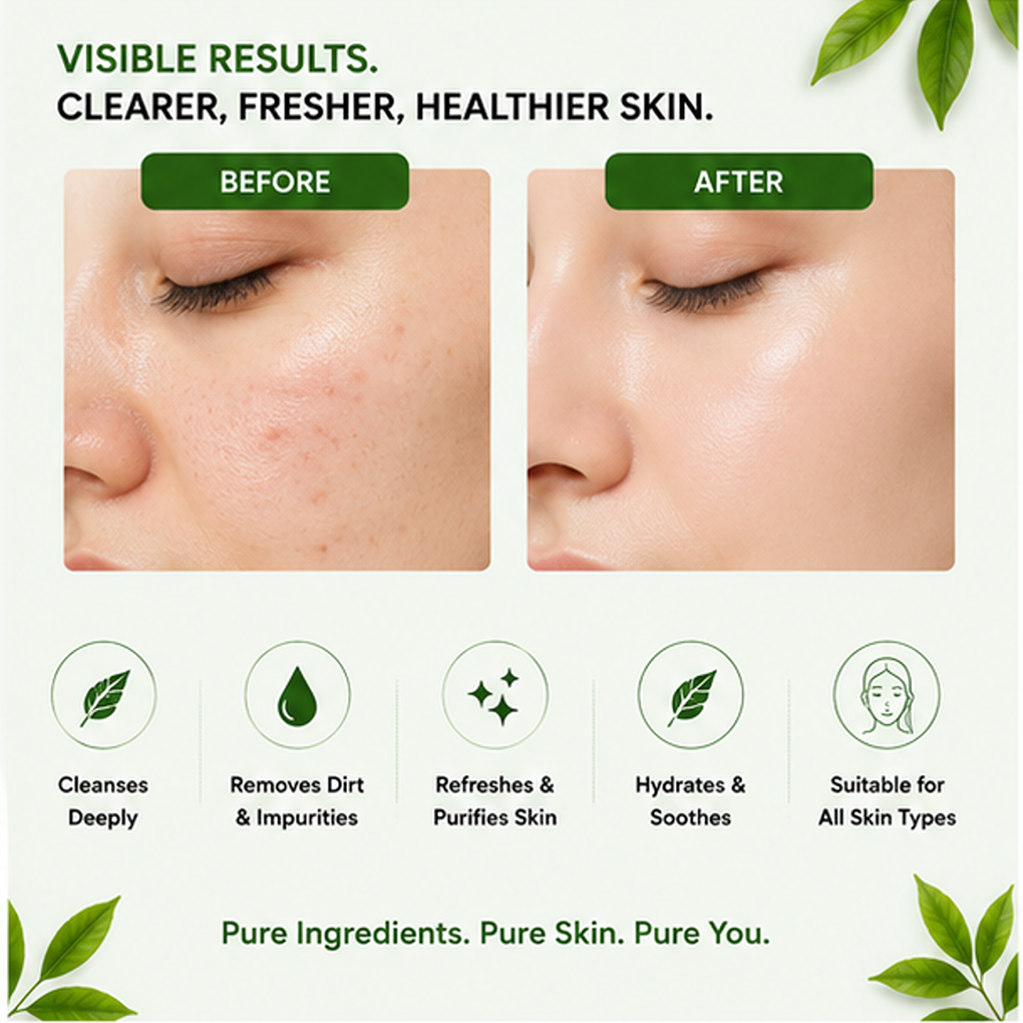 zalore™ green tea purifying face wash | deep cleansing & oil control care | 150ml