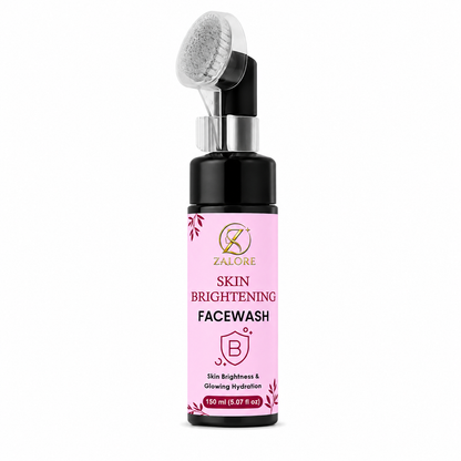 ZALORE Skin Brightening Face Wash with Silicone Brush, Hydrating Facial Cleanser Helps Refresh, Cleanse & Improve Skin Radiance for All Skin Types, 150ml