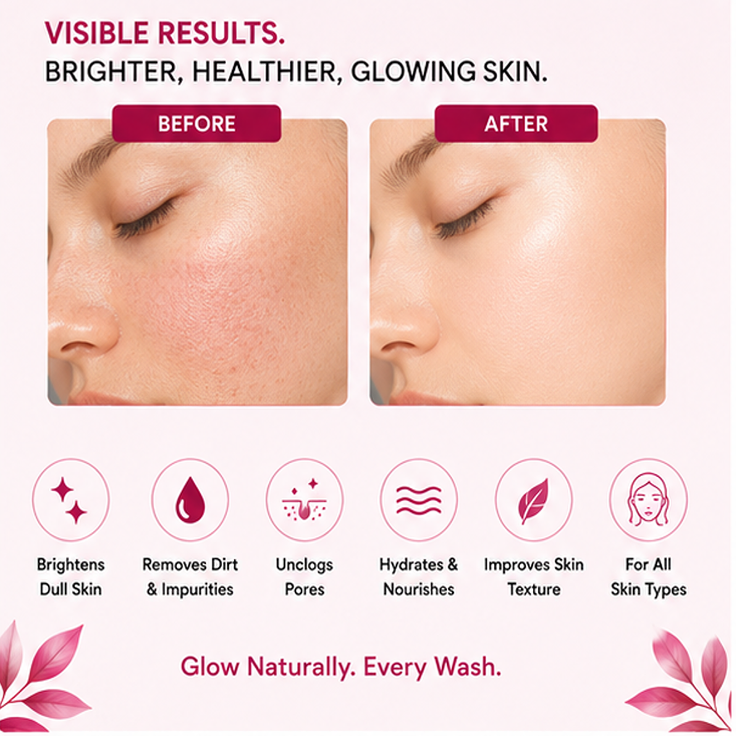 zalore skin brightening face wash with silicone brush, hydrating facial cleanser helps refresh, cleanse & improve skin radiance for all skin types, 150ml