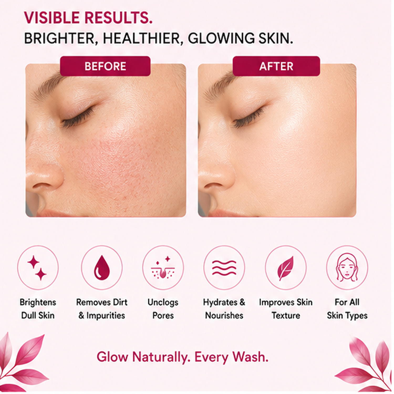ZALORE Skin Brightening Face Wash with Silicone Brush, Hydrating Facial Cleanser Helps Refresh, Cleanse & Improve Skin Radiance for All Skin Types, 150ml