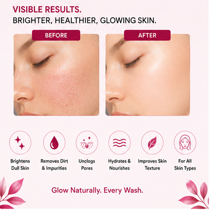 ZALORE Skin Brightening Face Wash with Silicone Brush, Hydrating Facial Cleanser Helps Refresh, Cleanse & Improve Skin Radiance for All Skin Types, 150ml