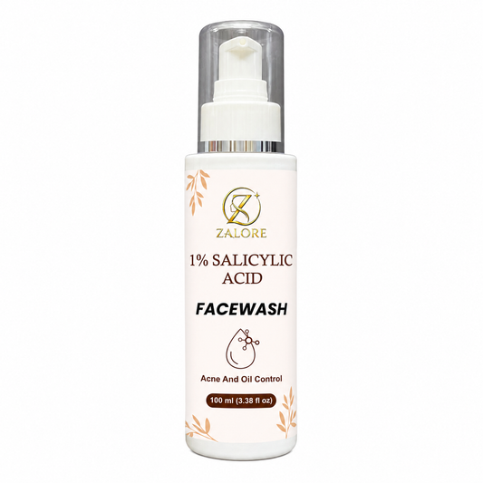 ZALORE 1% Salicylic Acid Face Wash for Acne & Oil Control, Deep Cleansing Facial Cleanser Helps Remove Excess Oil & Impurities for Clear Skin, 100ml