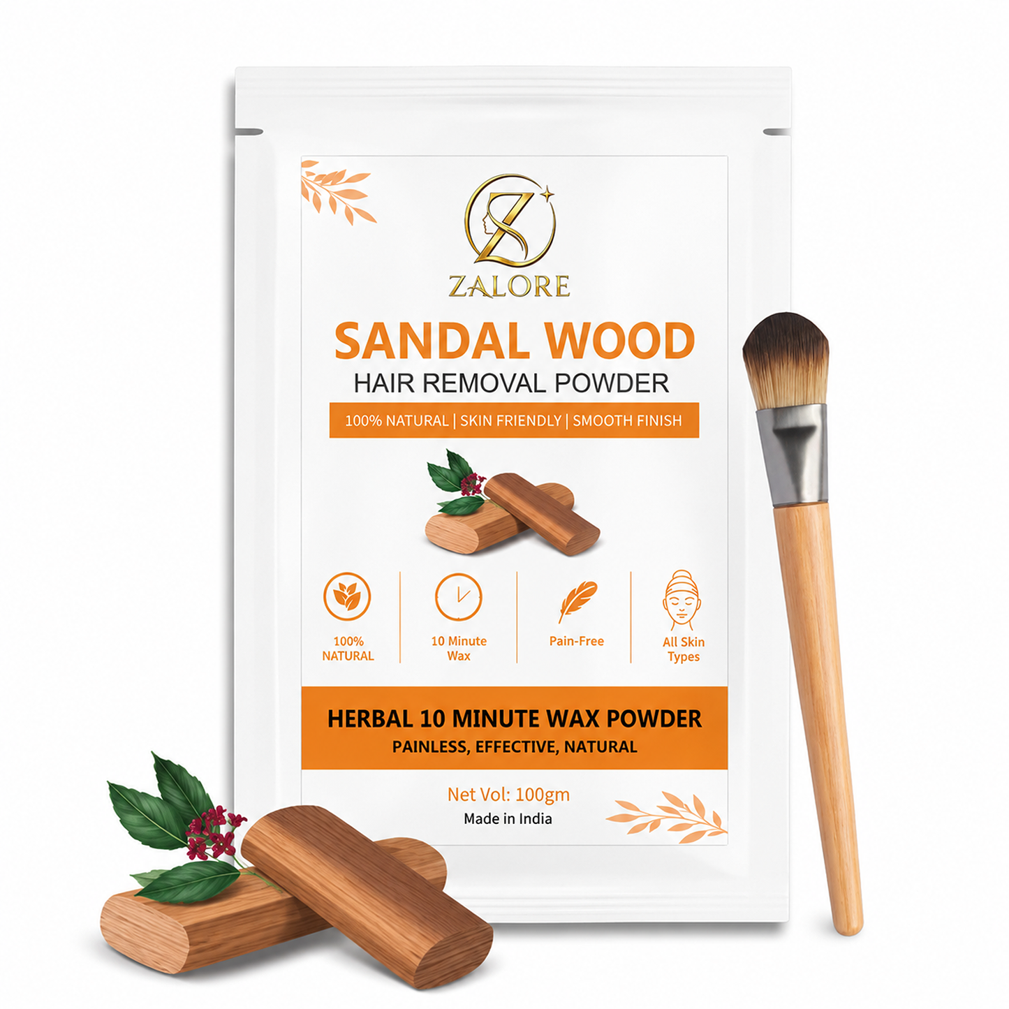 zalore™ sandalwood herbal hair removal powder | smooth & silky skin care | 100g