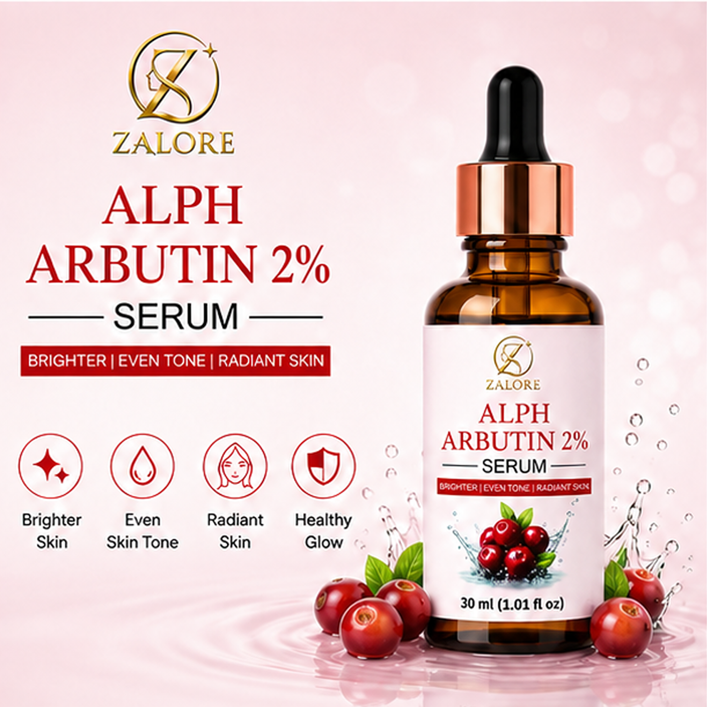 zalore™ alpha arbutin 2% brightening serum | even tone & radiant glow | 30ml