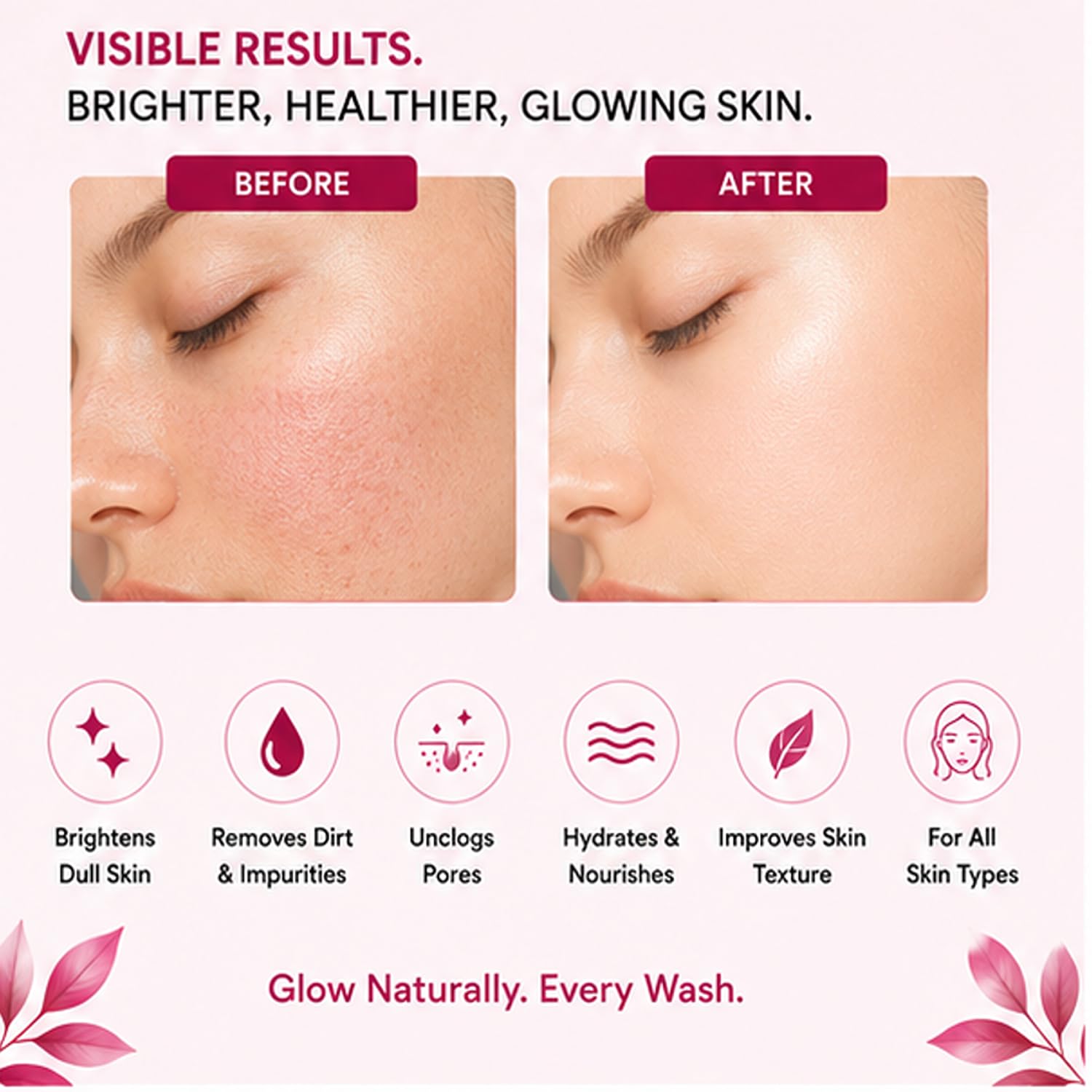 ZALORE Skin Brightening Face Wash with Silicone Brush, Hydrating Facial Cleanser Helps Refresh, Cleanse & Improve Skin Radiance for All Skin Types, 100ml