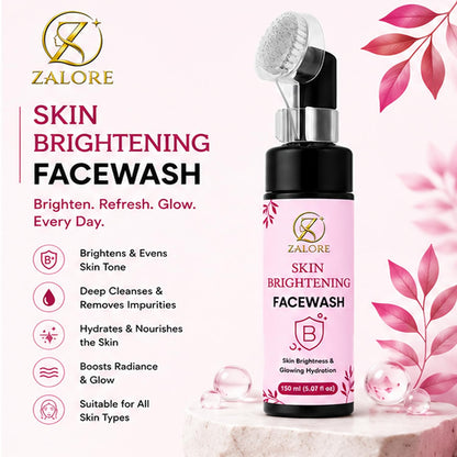 ZALORE™ Brightening Face Cleanser with Silicone Brush | Hydrating & Deep Cleansing Face Wash | 100ml