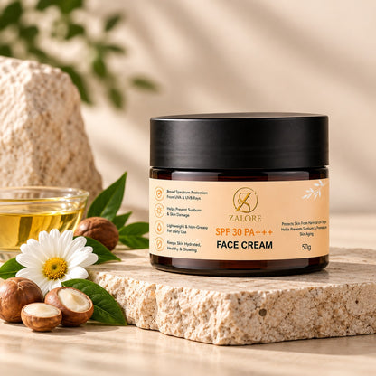 SPF 30 PA+++ Face Cream – Lightweight UV Protection & Hydration, Non-Greasy, All Skin Types, 50g