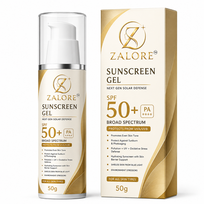 ZALORE™ Sunscreen Gel SPF 50+ PA++++ | Ultra-Light Broad Spectrum Sun Protection | 50g